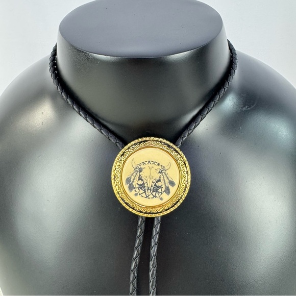 barlow Other - Vintage Barlow Buffalo Skull Bolo Tie – NIB – Western Cowboy Rockabilly